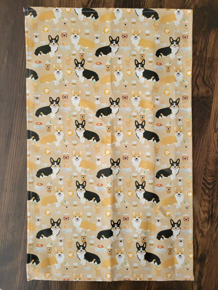 Corgis n' Coffee tea towel
