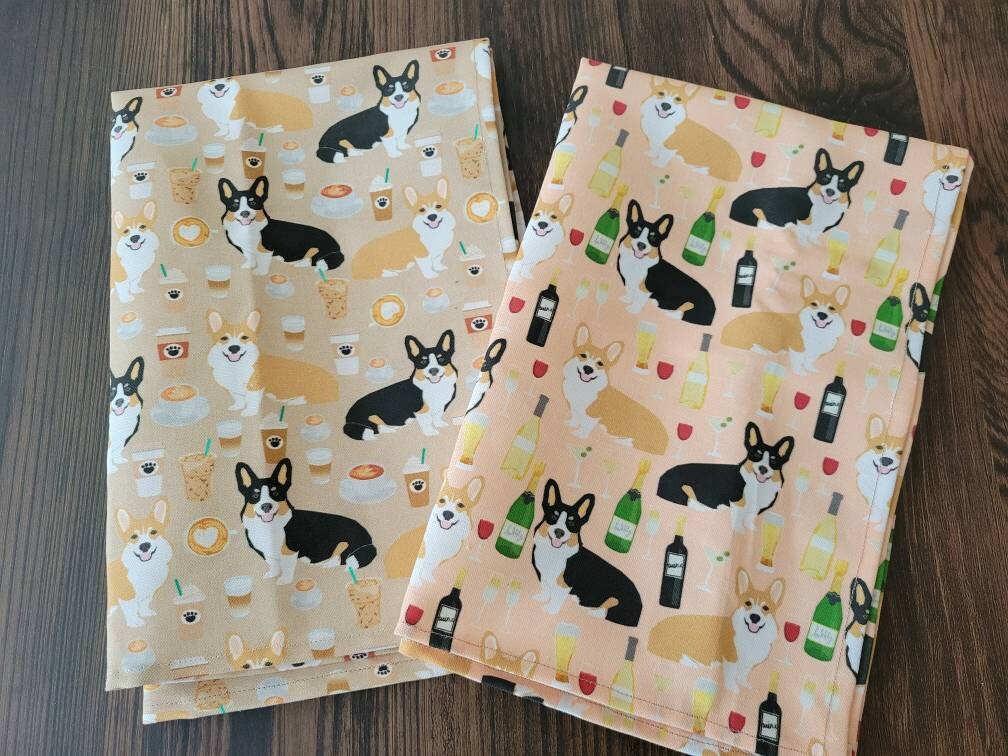 Corgis n' Wine tea towel
