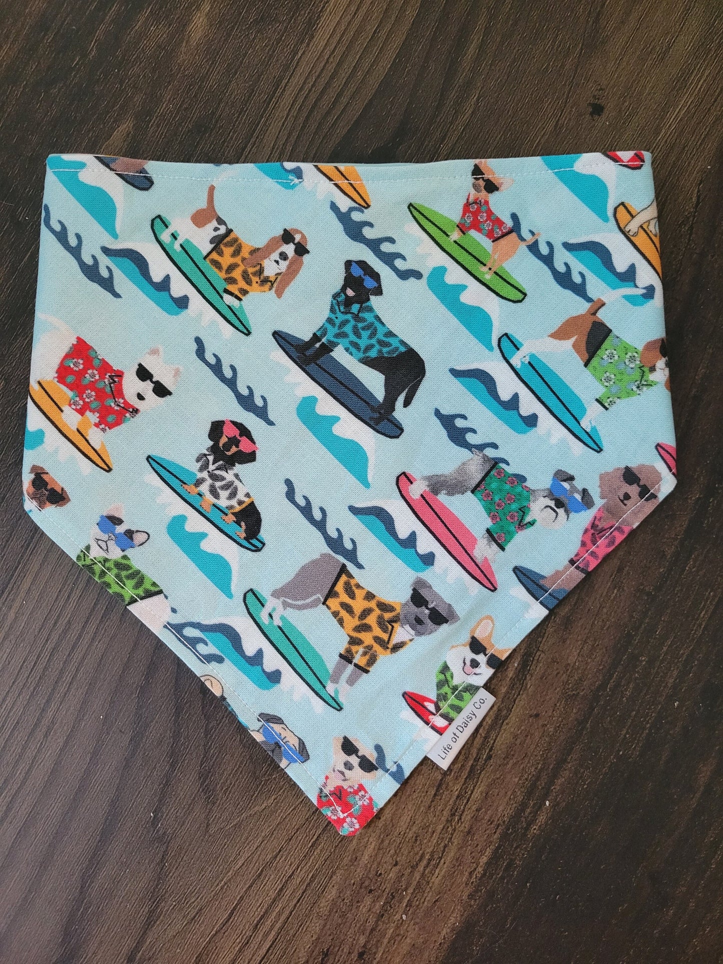 Surf dogs beach balls summer reversible dog bandana with snap buttons