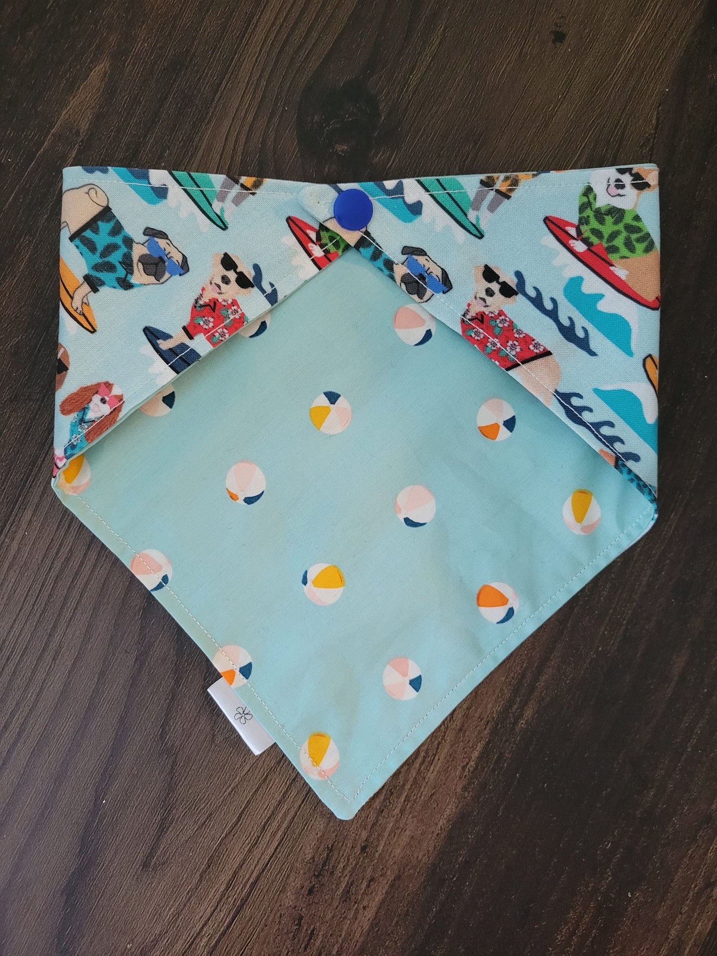 Surf dogs beach balls summer reversible dog bandana with snap buttons
