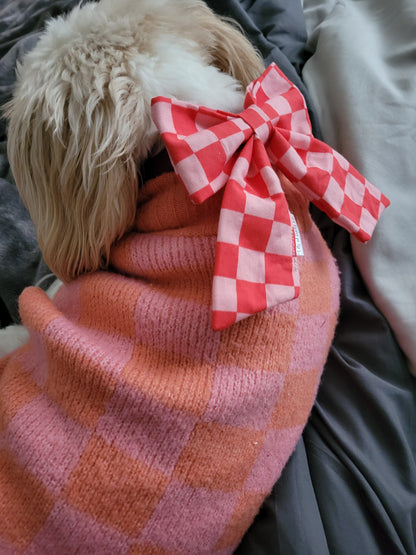 Vday Checkered over the collar bow