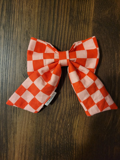 Vday Checkered over the collar bow