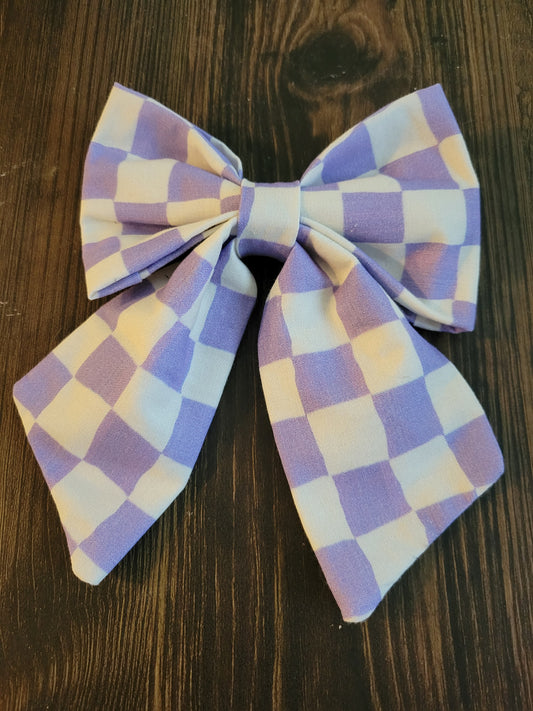 Purple Checkered over the collar bow