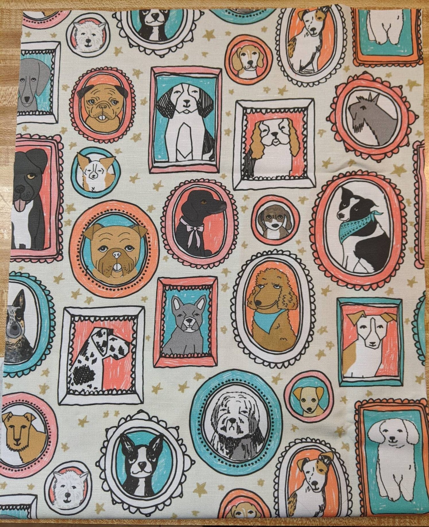 Dogs in Frames tea towel