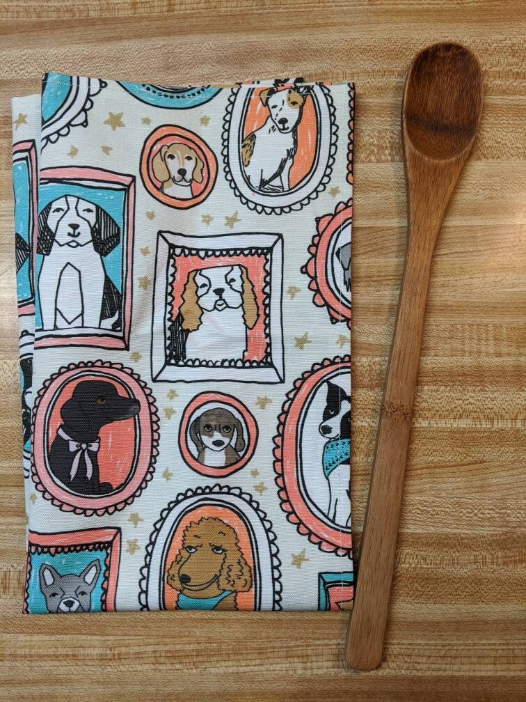 Dogs in Frames tea towel