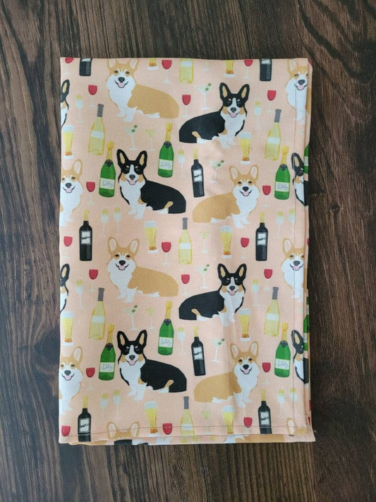 Corgis n' Wine tea towel