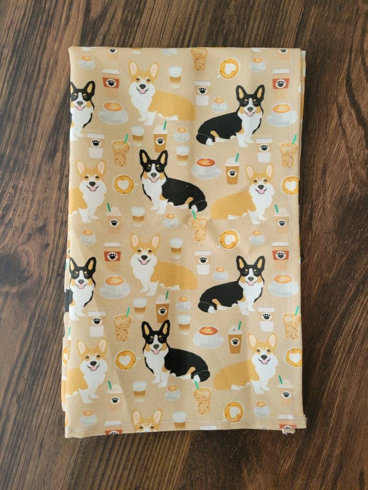 Corgis n' Coffee tea towel