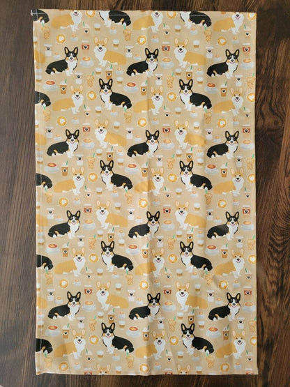 Corgis n' Coffee tea towel