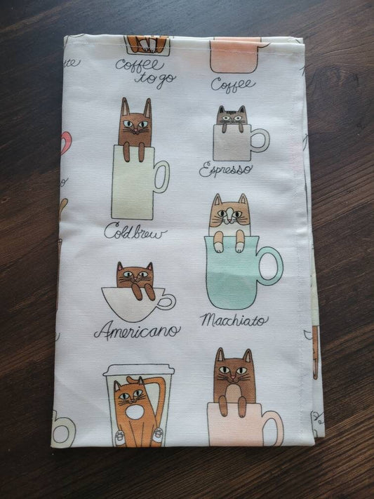 Cats n' Coffee tea towel