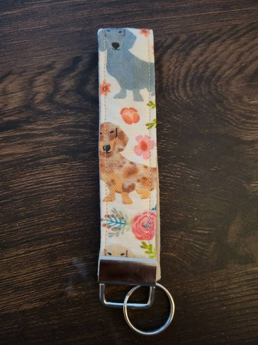 Daschunds n' Flowers keychain